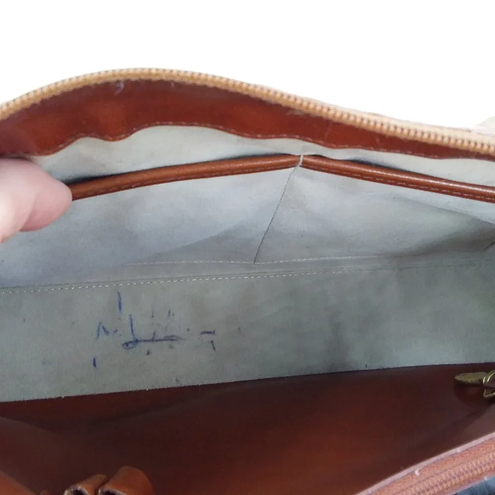 Vtg Brahmin Toasted Melbourne Stacy Crossbody Bag Croc Embossed Leather Brass - Picture 16 of 16